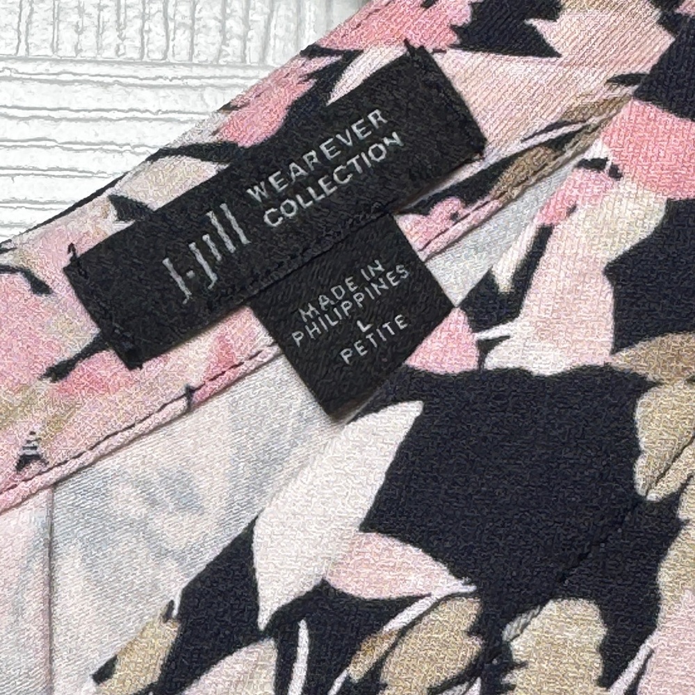 J. Jill | Wherever Collection Women’s Petite Pink and Black Floral Dress Size LP - Picture 4 of 7